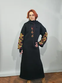 Платья: Худи-платье с вышивкой